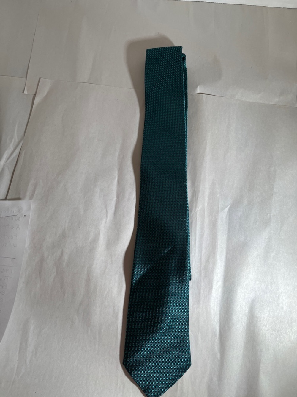 Classic Men's Textured Teal or blue green geometric pattern tie Vintage